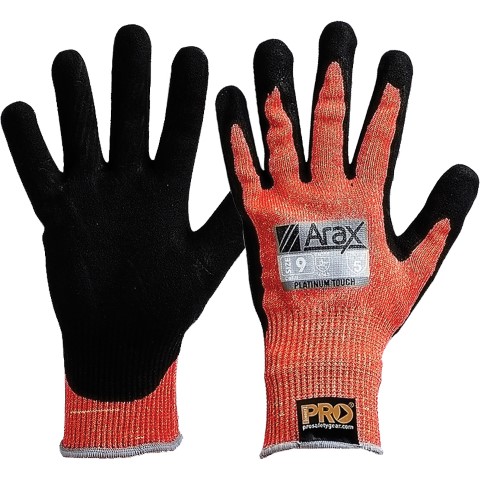 PRO SAFETY GLOVE ARAX PLATINUM PU/NIT DIP ON RED 13G LINER SZ 11